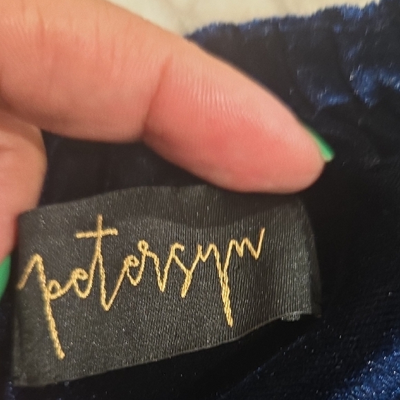 Petersyn Midnight Blue Velvet- Womens Blouse Size M - Picture 12 of 12